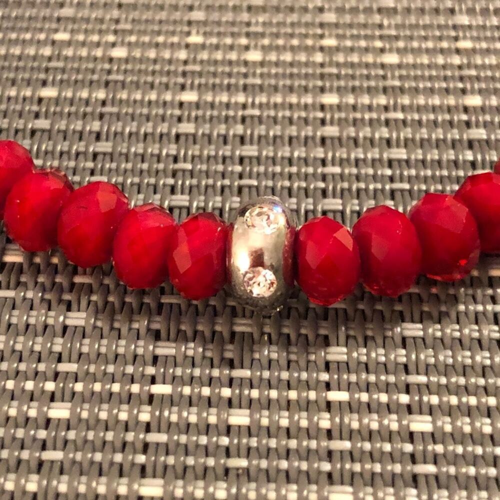 Red Swarovski & Silver Rhinestone Bracelet - Picture 4 of 6
